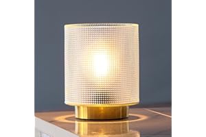 MJ PREMIER Battery Operated Lamp with Timer, Glass Cordless Lamp for Power Outage, Decorative Small Accent Lamp for Area No Plug, Battery Powered Lamp for Corner/Entryway/Stairway/Bathroom/Fireplace(Clear)
