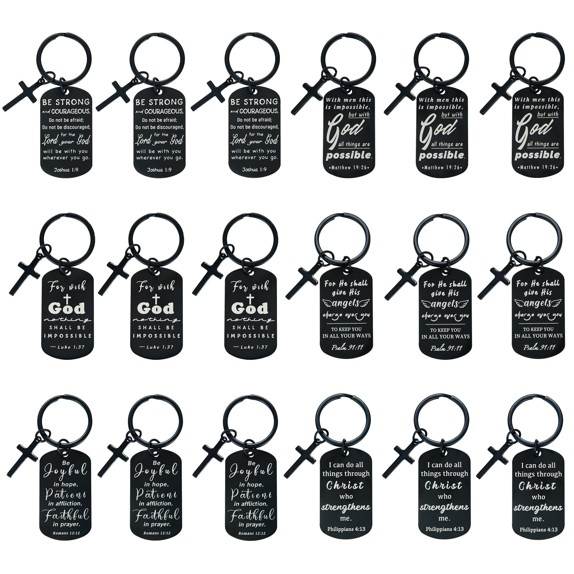 kilofly 18 Pcs Christian Inspirational Bible Verse Keychain Gift Cross Charm