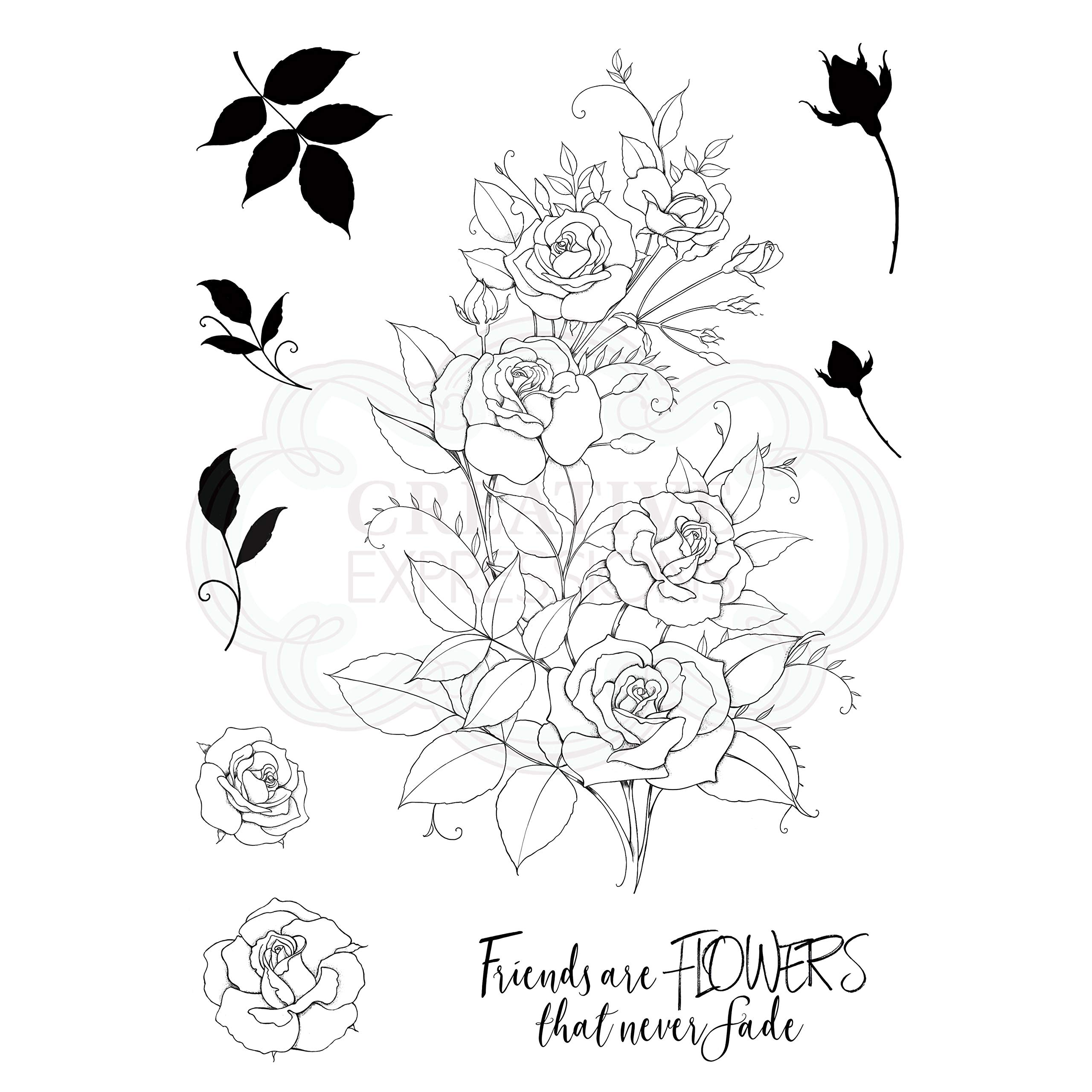 Pink Ink Designs Rambling Rose-Clear Stamp Set, Photopolymer, A5