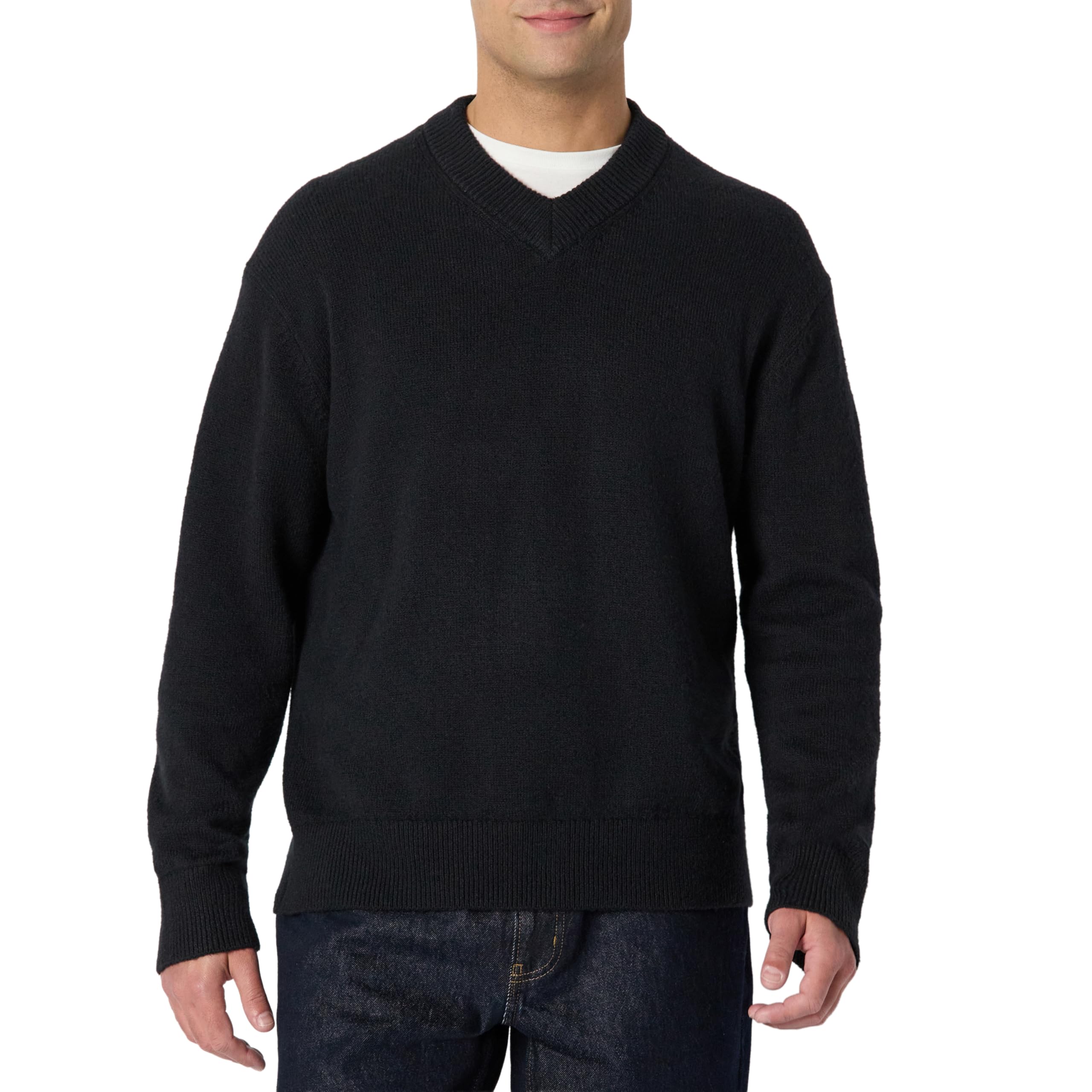 Photo 1 of Amazon Essentials (Demi's Pick) Men's Regular-Fit Cotton Blend V-Neck Sweater, Black, Small