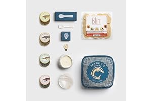 MARKY'S Curated Caviar Tasting Gift Set - 0.5 oz / 14 g (Pack of 4) x Kaluga Royal Amber Caviar, Royal Amber Osetra Caviar, Hackleback Caviar, Siberian Sturgeon Caviar - Caviar Blini - Caviar Serving Set - Spoon, Plate & Tin Opener - Comes with Cooler Gift Bag