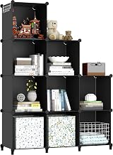 HOMIDEC 9 Cube Storage Bookcase Modular Shelves White Translucent Panels