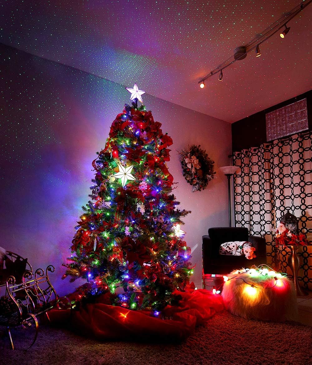 Amazon Co Jp Blisslights シャイニングスター クリスマス デコレーション カラフル 星空 Led ライトショー Silver Green ホーム キッチン
