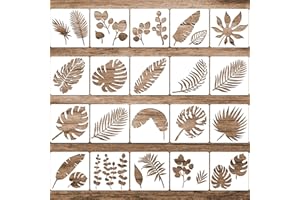 OUTUS 20 Pieces Stencils for Painting Reusable Animal Plant Music Stencil Spring Summer Fall Winter Stencil Template, DIY Stencils for Painting on Wood Canvas Christmas Decor (Summer Leaves)