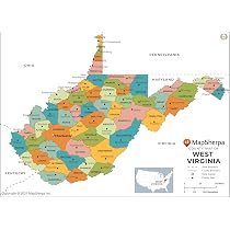 Amazon.com : West Virginia Counties Map - Large - 48" x 34.75 ...