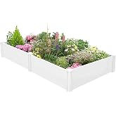 PASAMIC 8x4x1ft Vinyl Raised Garden Bed, Maintenance-Free Outdoor Garden Planter Box, Never Rust or Rot, Durable Open-Bottom Raised Bed for Vegetables, Flowers, Herbs &amp; Fruits