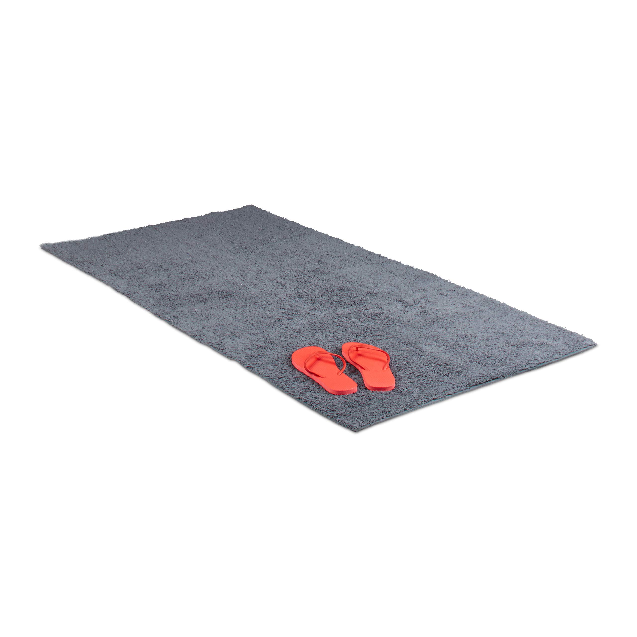 Relaxdays Bath Mat in 80 x 150 cm, Washable Bathroom Rug, Bath Carpet for Heated Floors, Grey