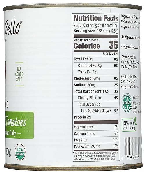 ORGANICO BELLO ORGANIC PREMIUM CHOPPED TOMATOES, 28 OZ