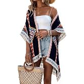 Beautiful Nomad Womens Kimono Swimsuit Coverups Beach Cardigan Swimwear | Holidays, Floral, Casual Loose Cardigans, Bathing Suit Cover Up, Summer Beachwear, Vacation Clothes, Resort Wear