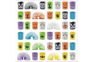 FUSHENMU 36PCS Halloween Coil Springs for Kids,Assorted Halloween Pattern Mini Coil Springs Magic Springs for Trick or Treat Classroom Giveaways Party Favors