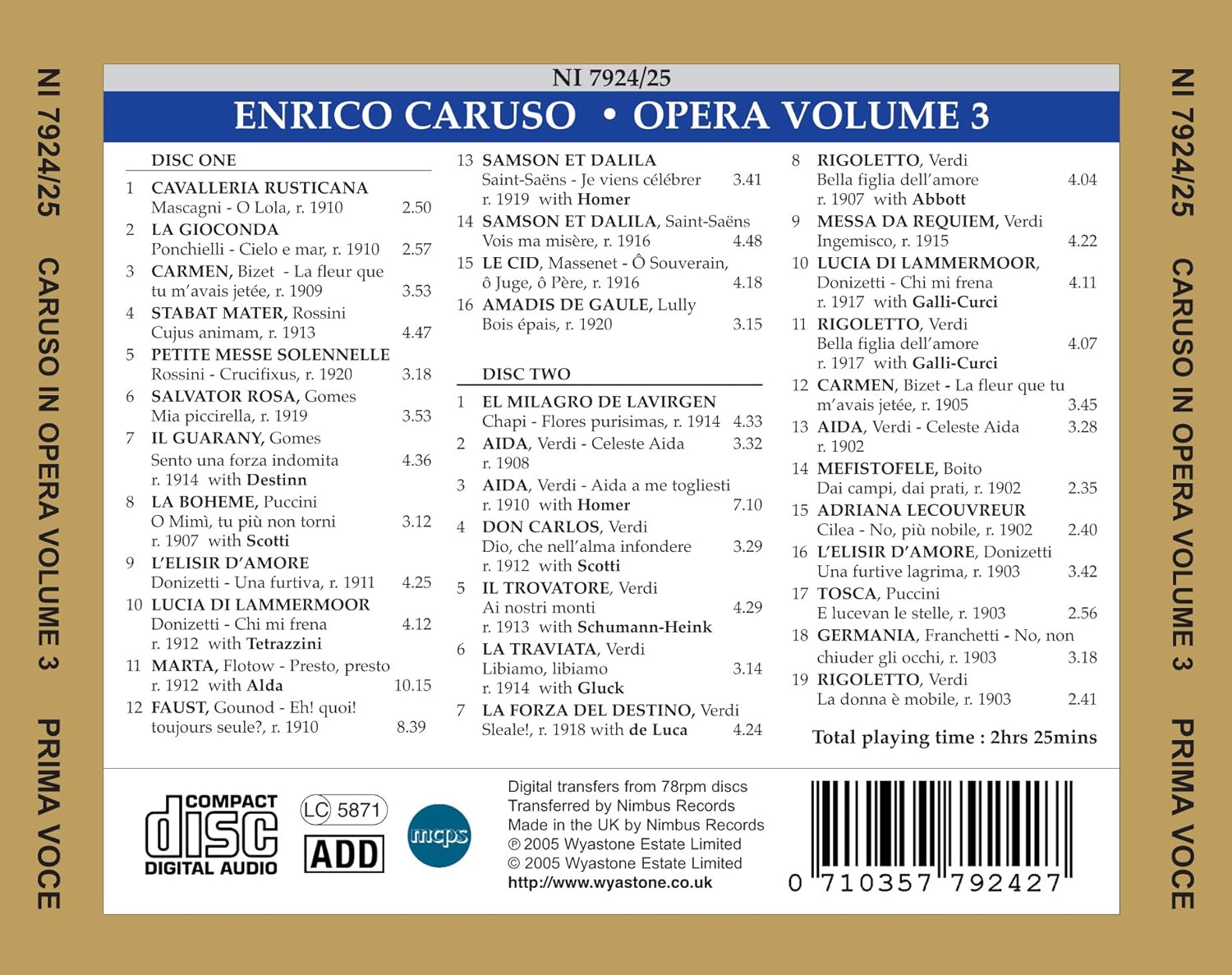 Enrico Caruso Opera Volume 3 Divers Divers Amazon Es Cds Y Vinilos