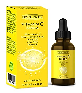 Vitamin C Serum [60 ml] für Gesicht hochdosiert vegan | Gesichtspflege Gesichtsserum | Vitamin E Jojoba-Öl Aloe Vera Hyaluron
