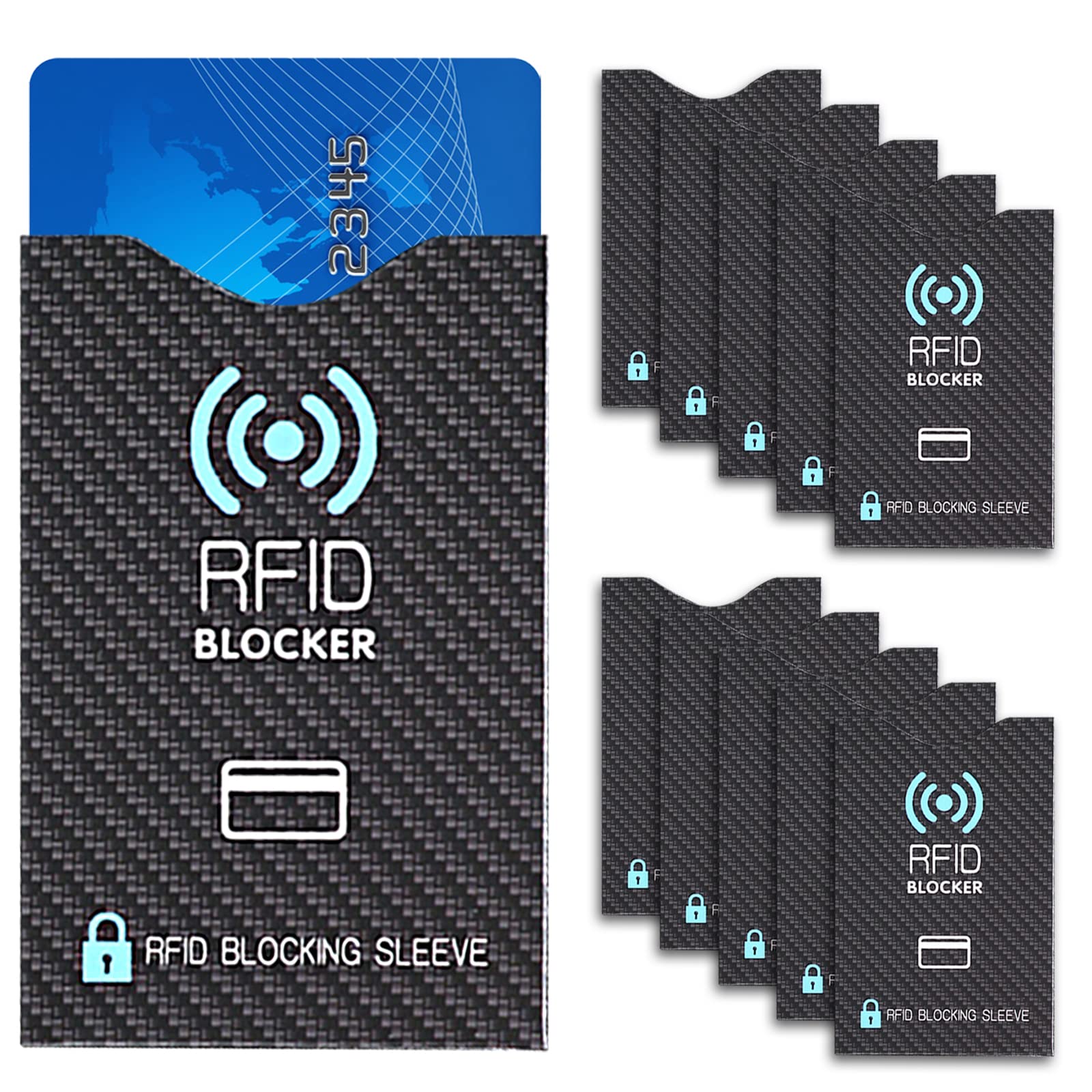 CMOISO Credit Card Protector, 10 PCS RFID Blocking Sleeves, Unisex RFID Card Holder Waterproof, Preventing Degaussing and Anti-Theft Protector Security