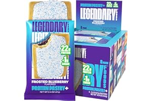 Legendary Foods 22g Protein Pastry 0g Added Sugar, Low Carb, Gluten Conscious, Keto Snack, Ideal for Glucose Management, Includes Whey Protein Isolate, 8 Pack Frosted Blueberry