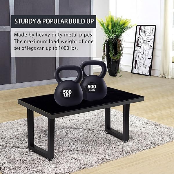 TAELAKENI 22 INCH METAL COFFEE TABLE LEGS BENCH LEGS, DOUBLE TRIANGLE