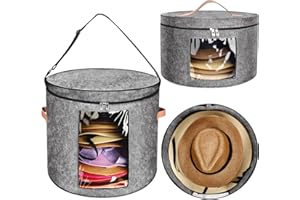 CAPHONT 2 Pack Hat Boxes Storage for Women & Men, Stackable Round Brim Hats Organizer Bag, Hat Storage Box with Lids, Foldable Felt Hat Case Organizer, Cowboy Hat Box for Closet, Travel