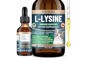 VICSOM Cat Lysine Supplement for Cats, Liquid Lysine for Cats - Immune Support Lysine Drops for Feline Respiratory, Sneezing, Runny Nose, Eye Function, Natural Strengthen Defenses, Chicken Flavor 60 ML