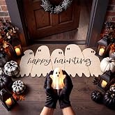 Ceenna Halloween Coir Ghost Door Mat Happy Haunting Doormat, Non Slip | Halloween Front Door Mat Outdoor, Ghost Ddormat for Front Proch, Halloween Outdoor Rug, Haunted House Decor, 16 x 28 Inch