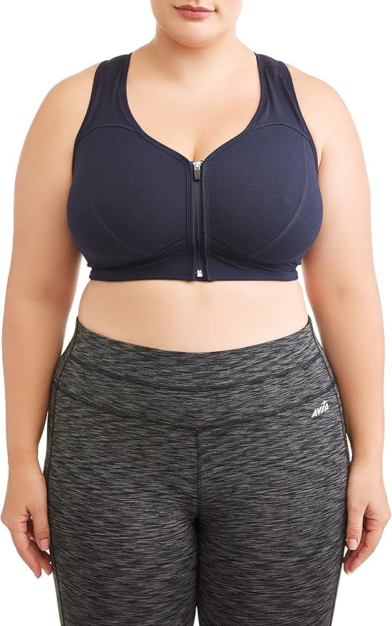 Athletic Works Women's Plus Size Zipper Front Sports Bra at Amazon Womenâs Clothing store