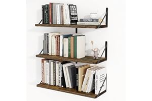 Heimlove Floating Shelves Set of 3, Floating Book Shelves 24 inch, Hanging Wall Shelf, Heavy Duty Wall Mounted Shelves for Li