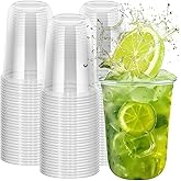 LIANGYUNZE 120 Pcs Disposable Stemless Clear Plastic Cups 16OZ NATURAL Arc Plant Based wine glasses For Parties Weddings Birthdays Cocktail BPA Free Recyclable Clear Cold Cups
