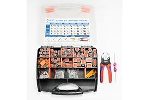 E-TING 371Pcs Deutsch Connector Kit, 2 3 4 6 8 12 Pin DT Connectors, Size 16 Solid Contacts 16-20AWG, Deutsch Crimp Tool, Deu