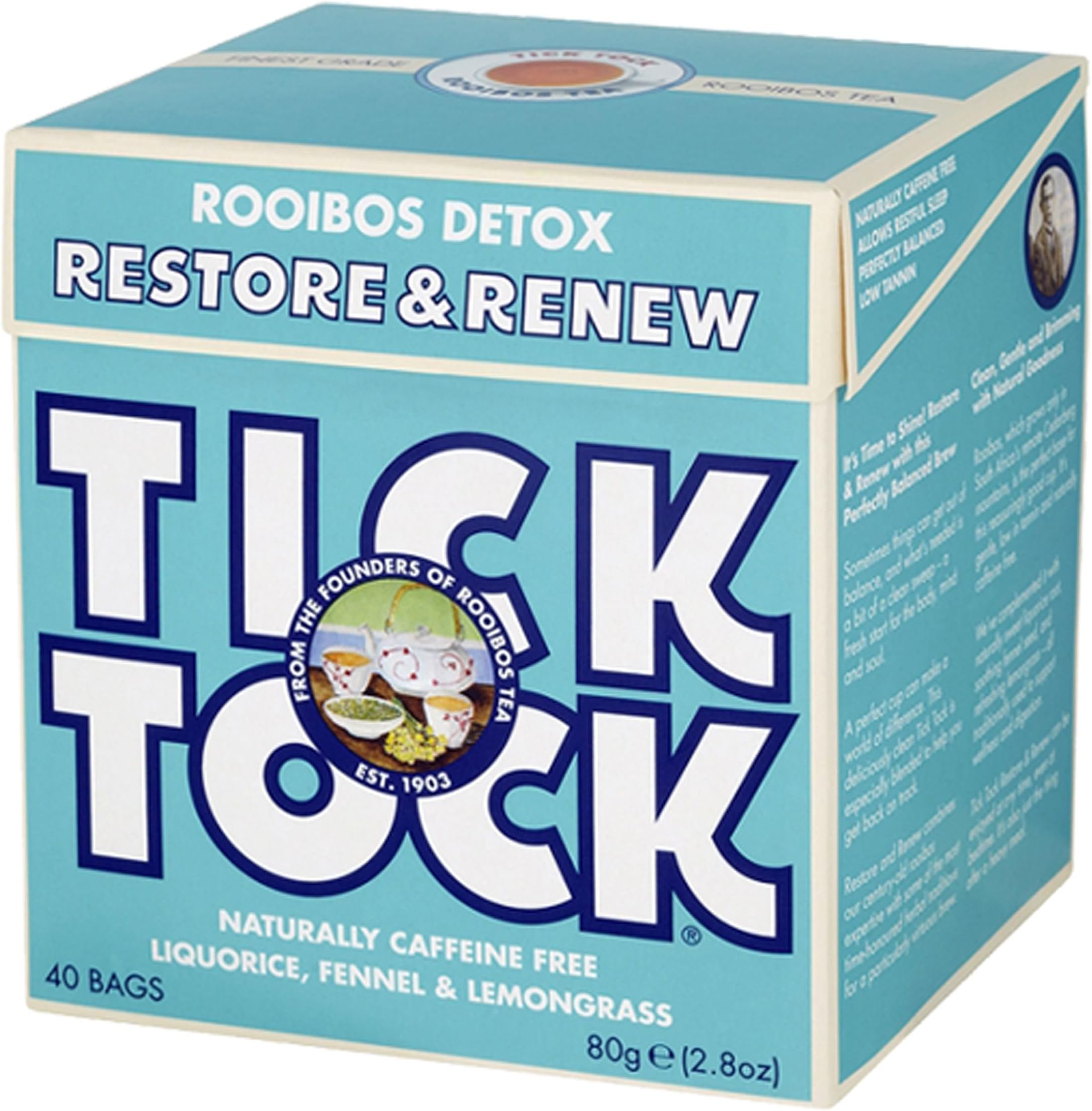 TICK TOCK TEAS Detox Restore and Renew Rooibos Tea, 2.8 Ounce