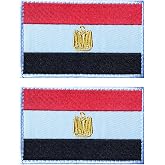 AliPlus 2PCS Egypt Flag Patches Embroidered Morale Patch Hook and Loop | Egypt,Tactical Military Patch,Versatile Tactical Attachment,Applique Fastener,3"&times;2"