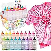 Tulip One-Step Tie Dye Party Kit, 18 Bottles, 14 Colors | 18 Prefilled 2.75 fl oz Bottles, Gloves, Rubber Bands, 2 Project Guides, Large Group Activity, Permanent Fabric Dye