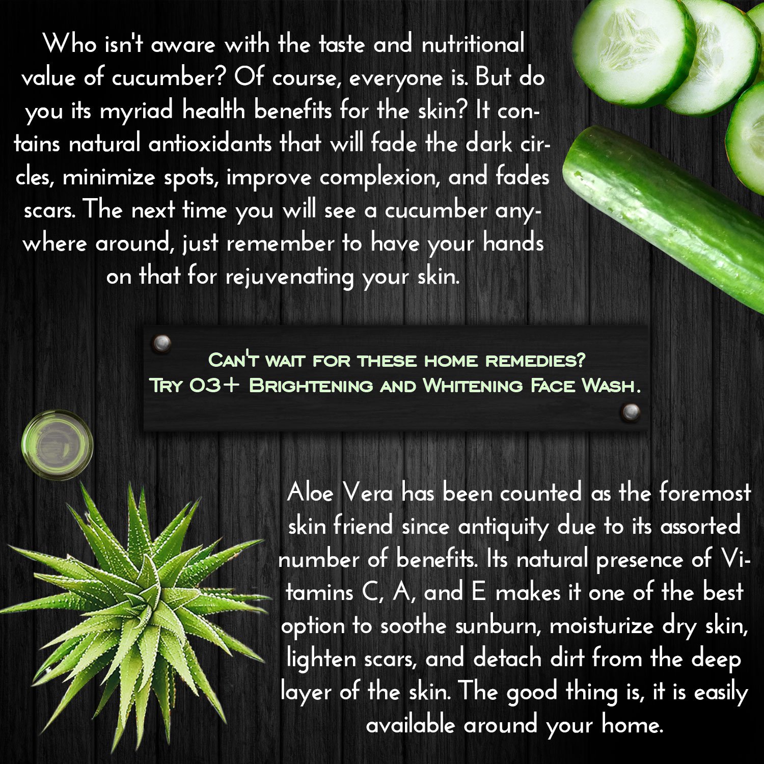 aloe vera and cucumber for skin whitening