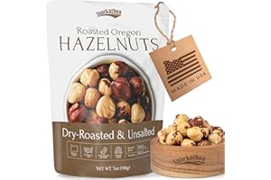 Snackathon Roasted Oregon Hazelnuts, Unsalted, Dry Roasted, Whole Filberts, Premium Natural Nuts Grown in USA, 7 OZ Resealable Bag, Healthy Snack, Ideal for Baking, Nut Butters & Recipes