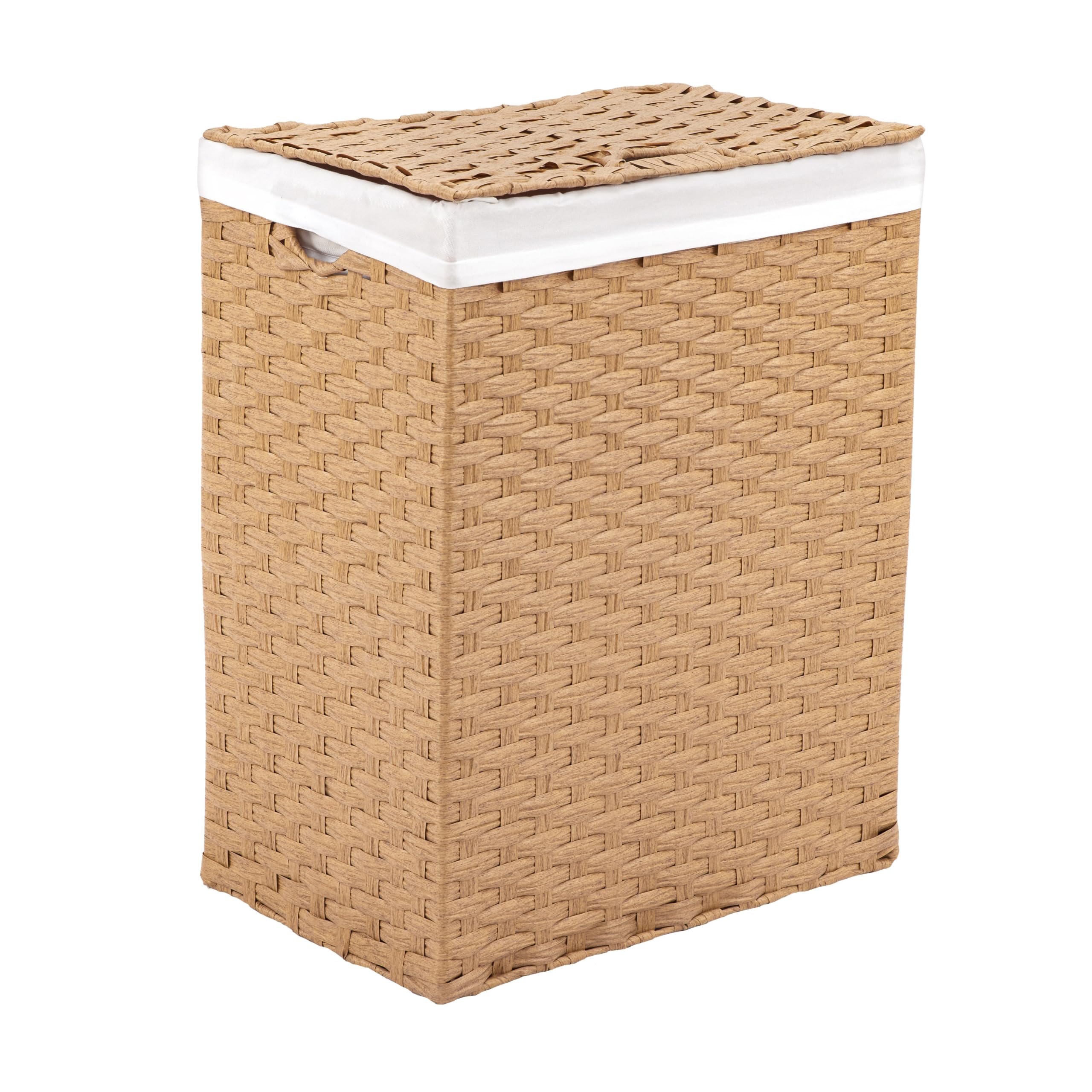 Photo 1 of ***NO LINER SHEETS*** Seville Classics Premium Handwoven Portable Laundry Bin Basket with Carrying Handles, Household Storage for Clothes, Linens, Sheets, Tan, Rectangular Hamper