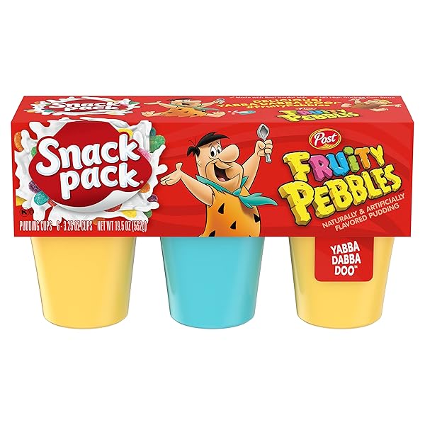 SNACK PACK POST FRUITY PEBBLES FLAVORED PUDDING CUPS, 3.25 OZ. 6 COUNT