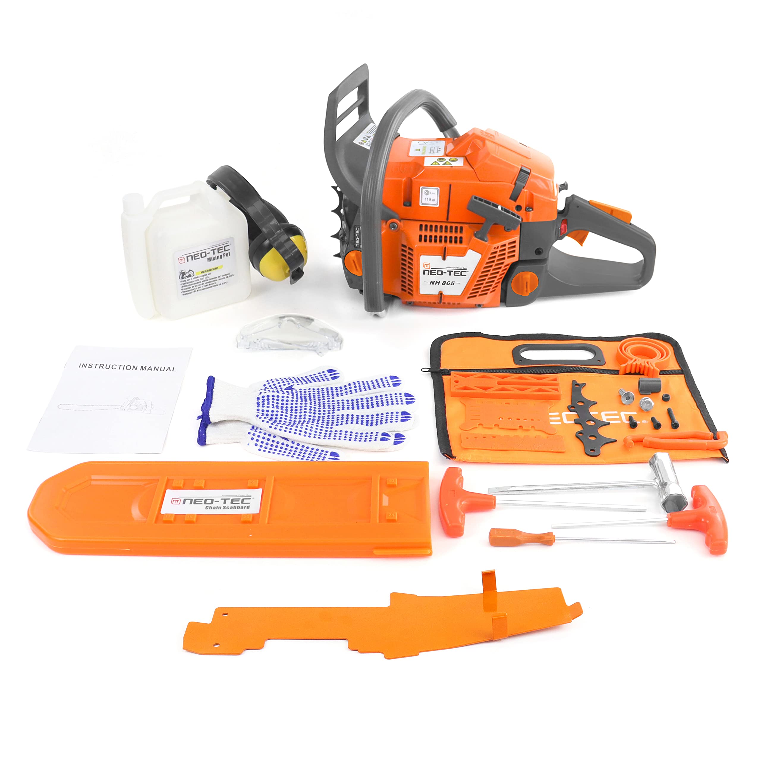 NEO-TEC NH865 65cc Gas Chainsaw for G365 With 18 Inch Guide Bar Power Chain Saw 3.4KW Gasoline Chainsaws for Tree and Wood Cutting, All Parts Compatible with Husqvarna 365 Milling