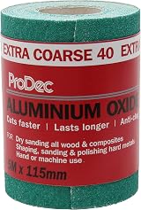 ProDec 5m Roll 40 Grit Green Aluminium Oxide Sandpaper 115mm Wide