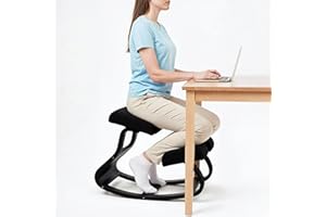 NYPOT Ergonomic Kneeling Chair with 2 Knee Pads - Adjustable Height Rocking Knee Chair for Posture and Back Support for Home and Office - Angled Kneeling Stool, Midnight Black