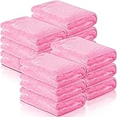 12 Pcs Fleece Blankets for Girls Sleepover Party Soft Fuzzy Throw Blanket 40 x 60 Inch Warm Flannel Blanket for Teenager Bed Travel SPA Movie Party(Pink)