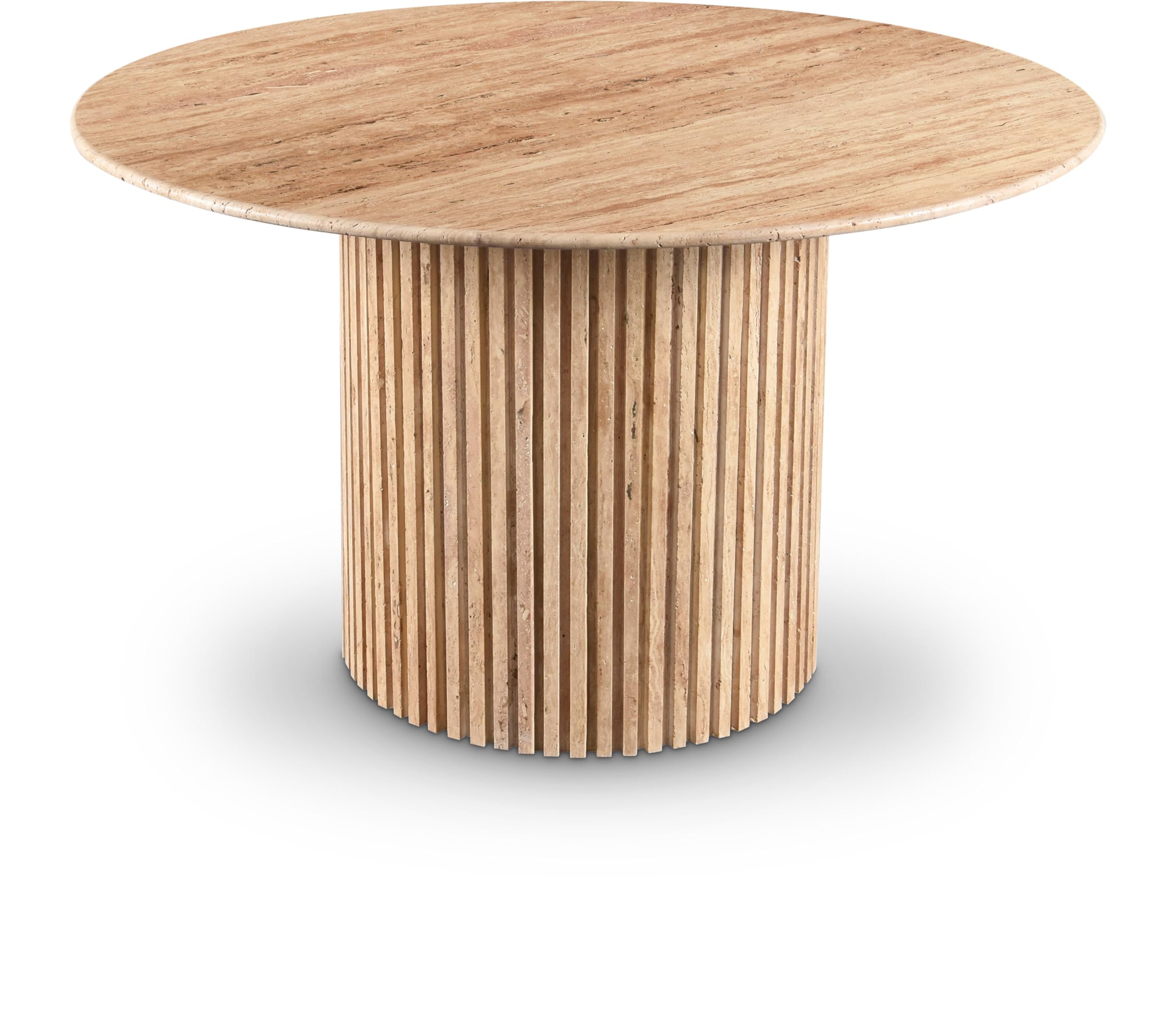 Photo 1 of ***TOP ONLY***

Meridian Furniture 248Travertine-DT48 Genoa Collection Art Deco Dining Table with Handcrafted Genuine Travertine, Natural Travertine Beige Color, 48" W x 48" D x 30" H, Beige