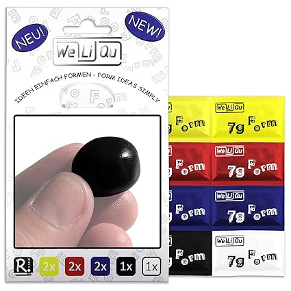 WeLiQu 8 Stück Formbarer Kleber - Befestigen ohne Bohren - Einfach entfernbar - Wird zu Hart-PVC - 2x Gelb, 2x Rot, 2x Blau, 