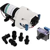 Flojet R3526144D RV Water Pump, 12 VDC 3-Chamber, 3GPM, 50PSI | Small Water Pump Ideal for Boats/Camper-Trailers - Corrosion-Resistant &amp; Quiet - Auto Shut-Off - Withstands Up to 160F