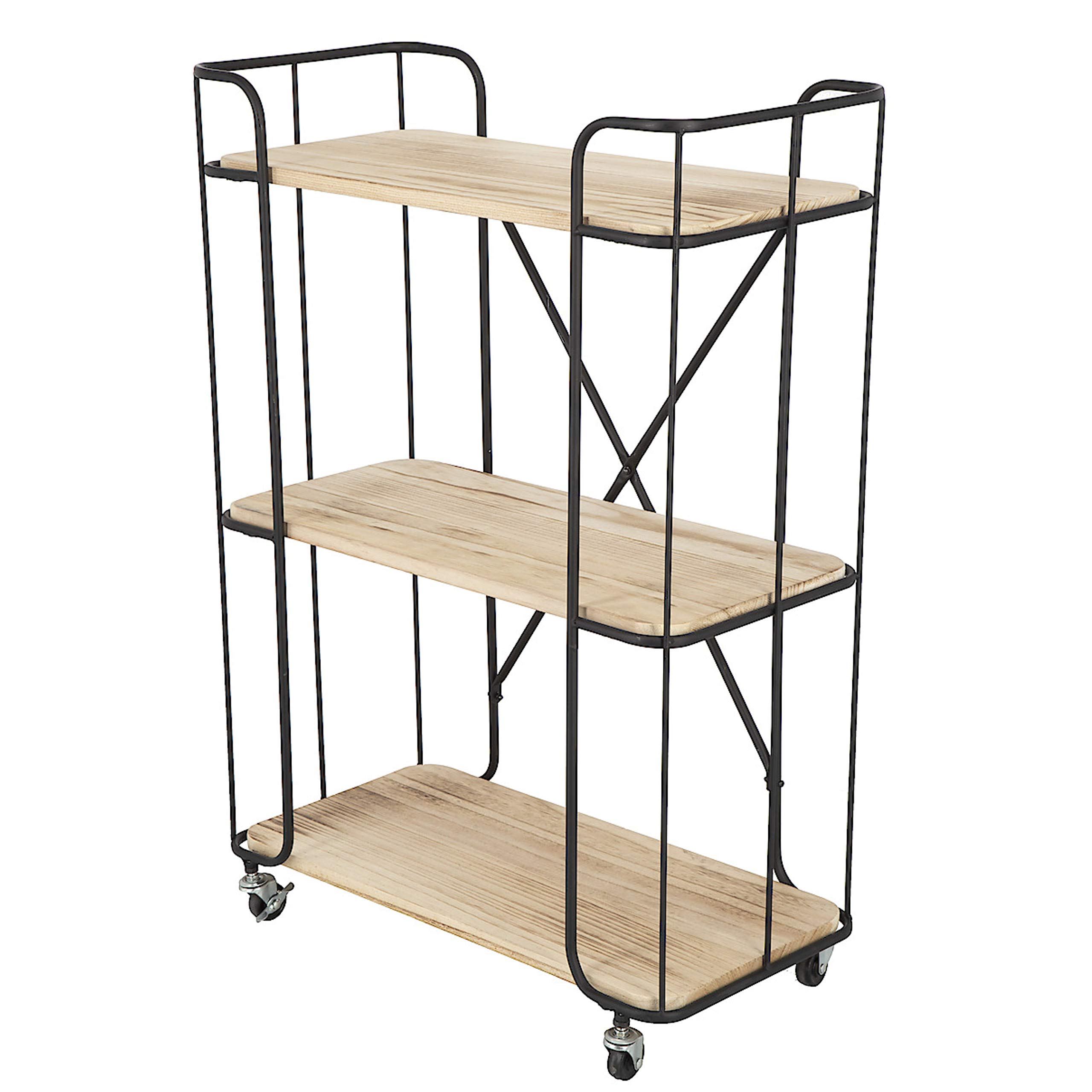 Clas Ohlson ® Modern Scandi Style Three Tier Wooden & Black Metal