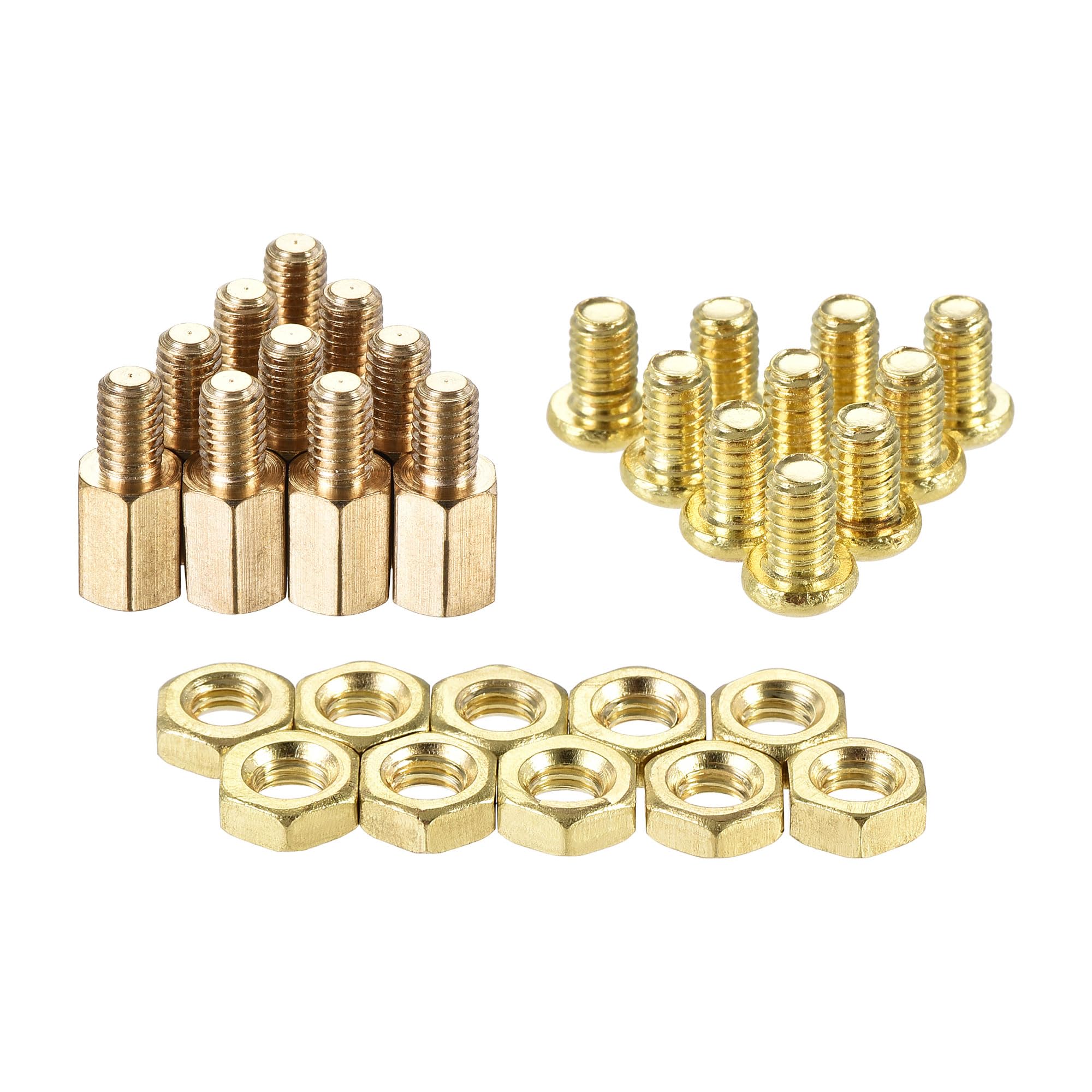 sourcing map M4 Hex Brass Standoff Spacer 8mm+6mm Male-Female Threaded Pillar Screw Nut Kit for PCB Motherboard Computer Circuit Board, 20 Sets
