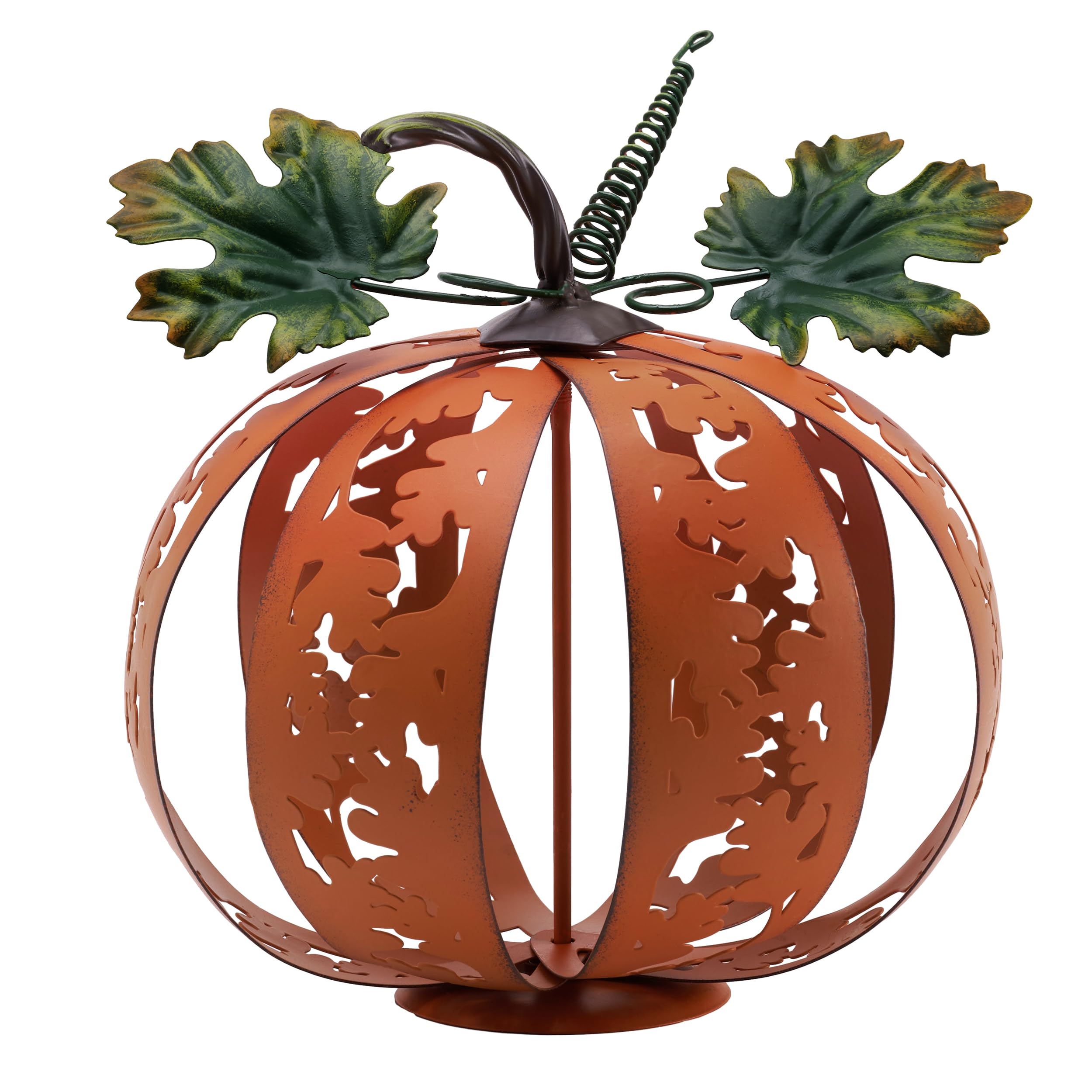 TERESA'S COLLECTIONS 24cm Metal Autumn Pumpkin Decorations, Waterproof Collapsible Pumpkin Table Decorations, Realistic Pumpkin Decor Outdoor for Garden & Patio, Gifts for Women