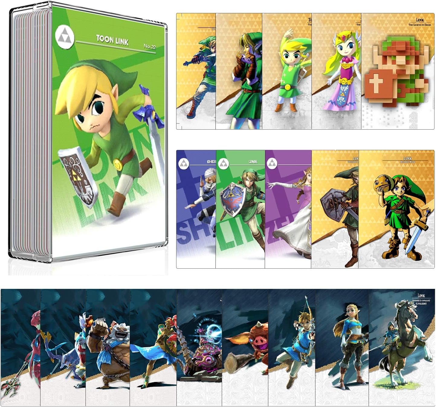 24Pcs BOTW NFC Tags Game Cards, TLOZ NFC Tag Game Cards，Compatible with Switch/Switch Lite/Wii U with Case