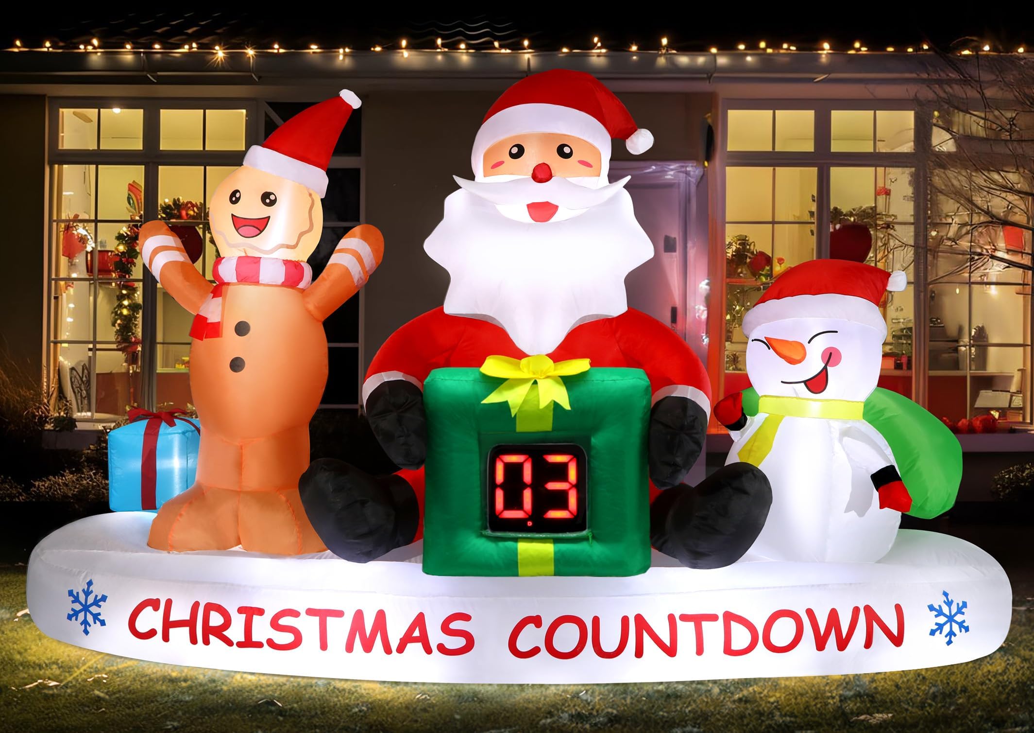 Photo 1 of **UNTESTED**
Alupssuc 8 FT Christmas Inflatable Outdoor Decorations with LED Christmas Countdown Clock, Snowman Santa and Gingerbread Man, Lighted Blow Up Lawn Yard Clearance for Indoor Xmas Holiday Party Decor
