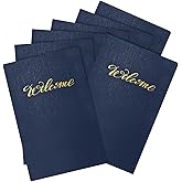 Affrolling Welcome Pocket Folders,6 x 9 Inch,Dark Blue Linen,25 Pack