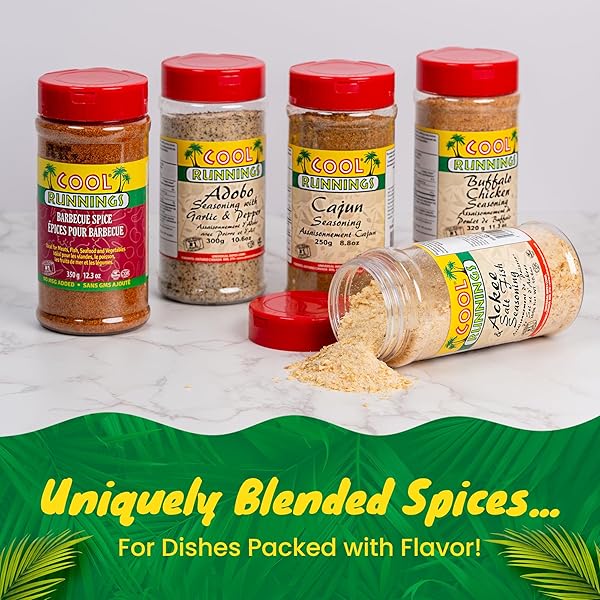 COOL RUNNINGS ADOBO SEASONING WITH PEPPER AND GARLIC 300G – SAVORY AND AROMATIC ADOBO SPICE BLEND FOR MEATS, VEGETABLES, FISH, SEAFOOD AND STEWS