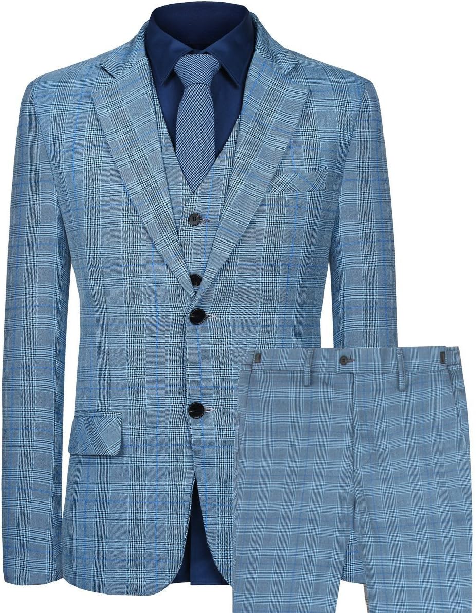 Men's Slim Fit Suit Blazer Jacket Tux Vest & Trousers 3-Piece Suit Set