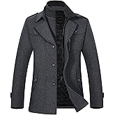 APTRO Men's Pea Coat Wool Jacket Windbreaker Single Breasted Winter Coat