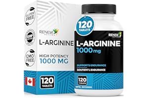 RENEW ACTIVES L-Arginine 1000MG per Tablet – Strength & Endurance Booster, Essential for Protein Synthesis & Muscle Function,